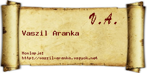 Vaszil Aranka névjegykártya